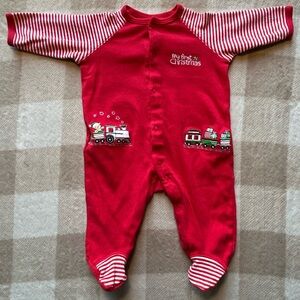 Red Christmas Train Kids One Piece